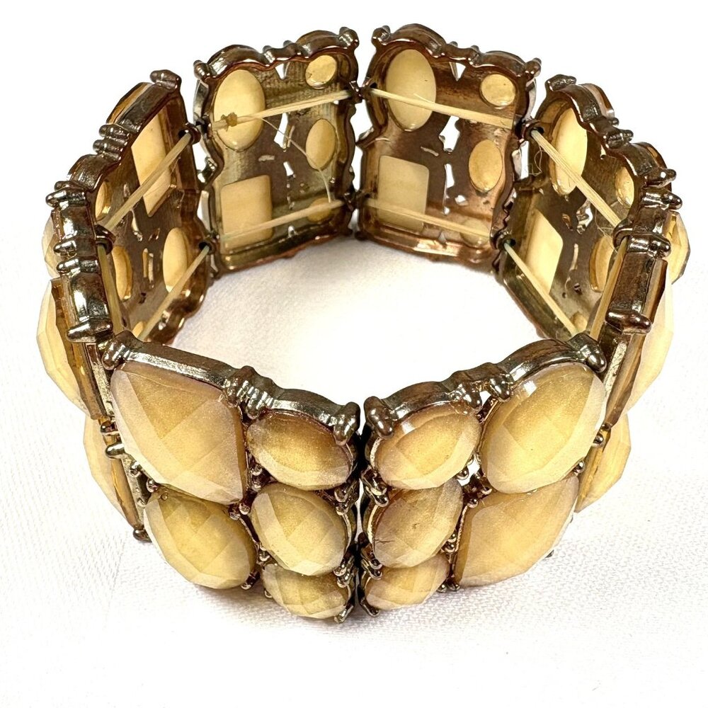 Vintage Yellow Faceted Stretch Bracelet Fashion Costume Jewelry